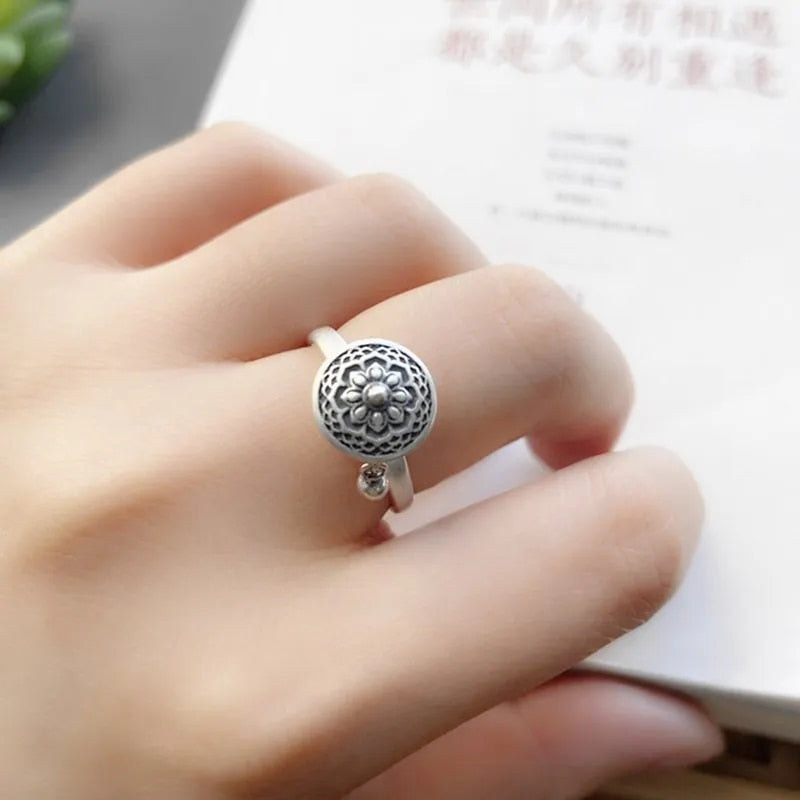 Buddhist Ring for Women Tibetan Prayer Wheel Ring